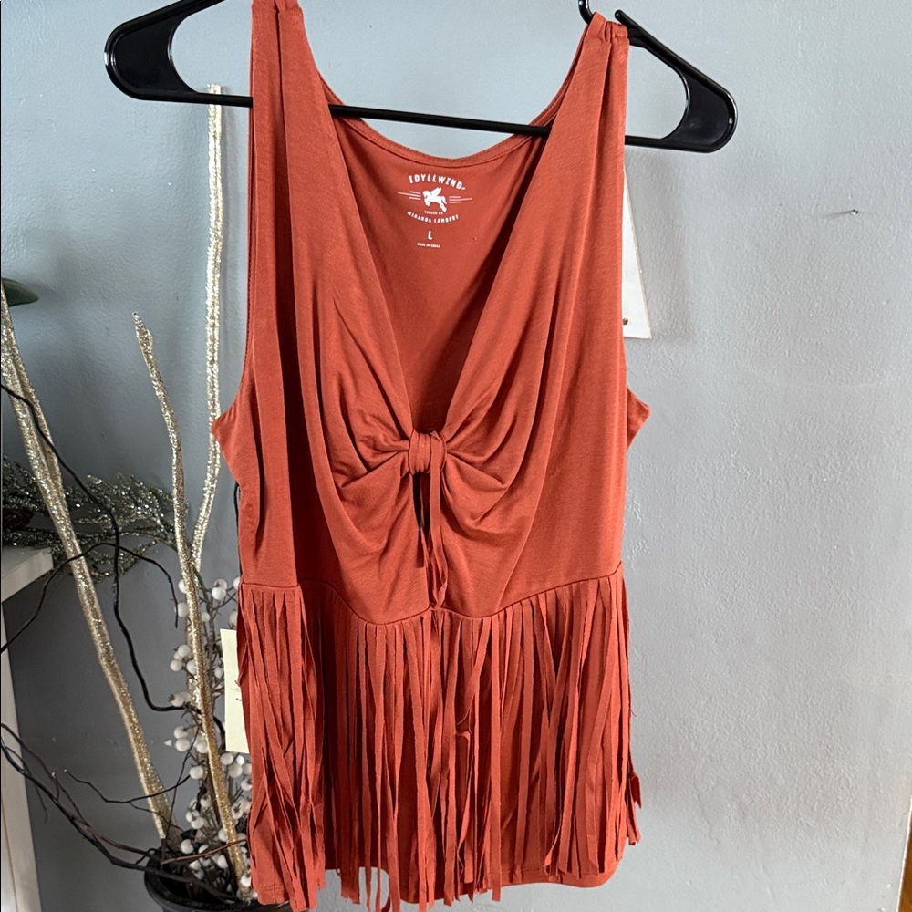 Idyllwind Rust Fringe Tank Top